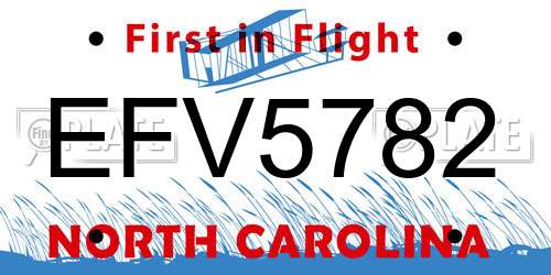 EFV5782 North Carolina License Plate