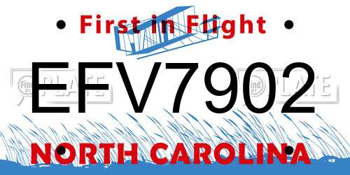 EFV7902 North Carolina License Plate