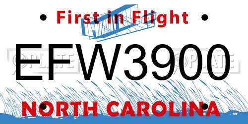 EFW3900 North Carolina License Plate