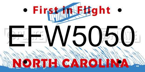 EFW5050 North Carolina License Plate