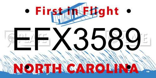 EFX3589 North Carolina License Plate