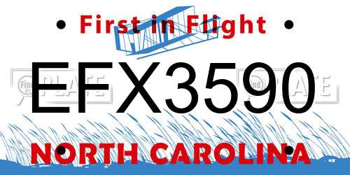 EFX3590 North Carolina License Plate