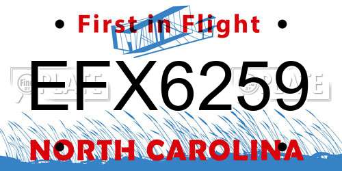 EFX6259 North Carolina License Plate