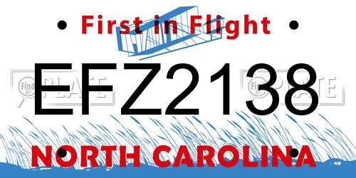 EFZ2138 North Carolina License Plate