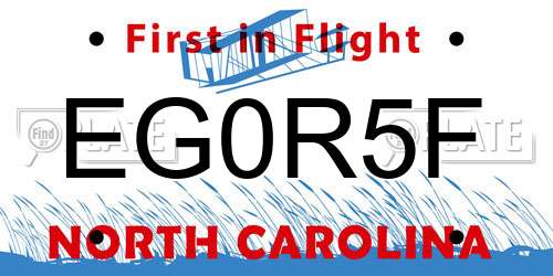 EG0R5F North Carolina License Plate