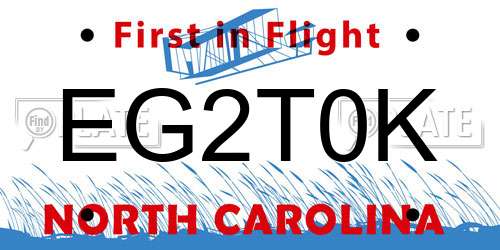 EG2T0K North Carolina License Plate