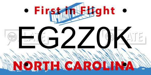 EG2Z0K North Carolina License Plate