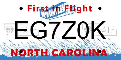 EG7Z0K North Carolina License Plate