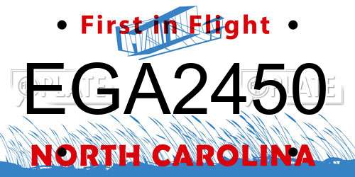 EGA2450 North Carolina License Plate