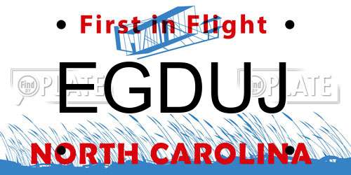 EGDUJ North Carolina License Plate