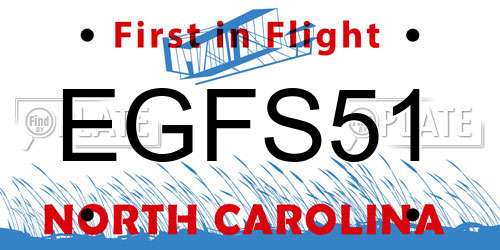 EGFS51 North Carolina License Plate