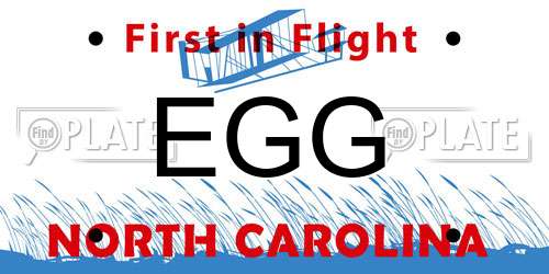 EGG North Carolina License Plate