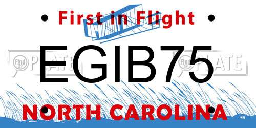 EGIB75 North Carolina License Plate