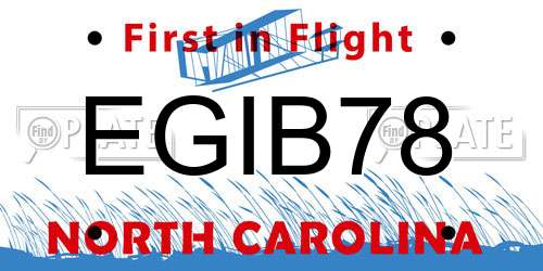 EGIB78 North Carolina License Plate