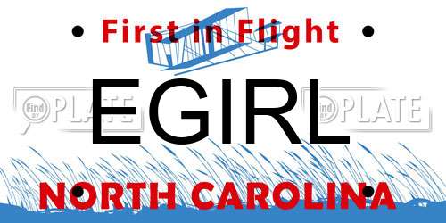 EGIRL North Carolina License Plate