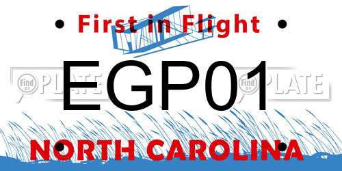 EGP01 North Carolina License Plate