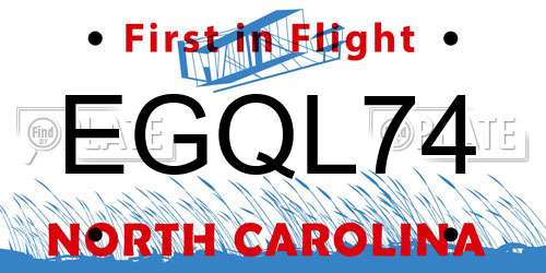 EGQL74 North Carolina License Plate