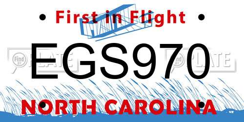 EGS970 North Carolina License Plate