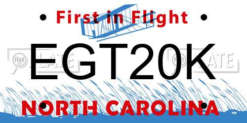 EGT20K North Carolina License Plate