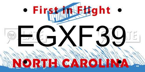 EGXF39 North Carolina License Plate