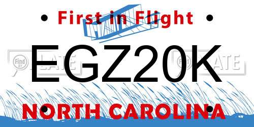 EGZ20K North Carolina License Plate