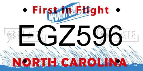 EGZ596 North Carolina License Plate