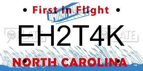EH2T4K North Carolina License Plate