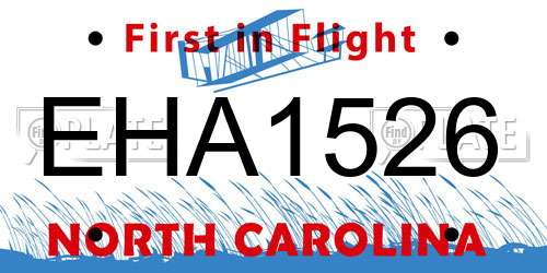 EHA1526 North Carolina License Plate