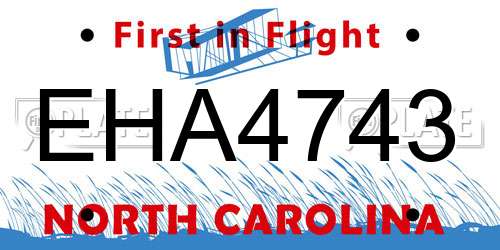 EHA4743 North Carolina License Plate