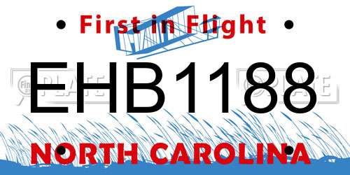 EHB1188 North Carolina License Plate