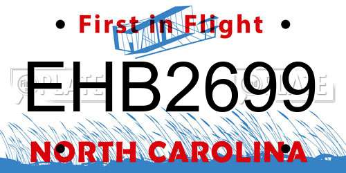 EHB2699 North Carolina License Plate