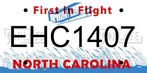 EHC1407 North Carolina License Plate