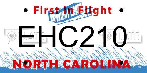 EHC210 North Carolina License Plate