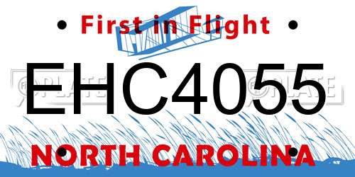 EHC4055 North Carolina License Plate