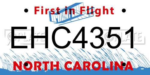 EHC4351 North Carolina License Plate