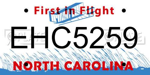 EHC5259 North Carolina License Plate