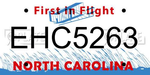 EHC5263 North Carolina License Plate