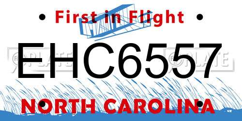 EHC6557 North Carolina License Plate