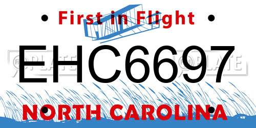 EHC6697 North Carolina License Plate