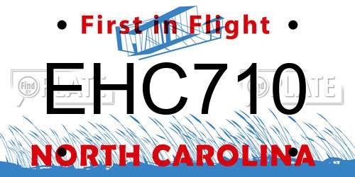 EHC710 North Carolina License Plate