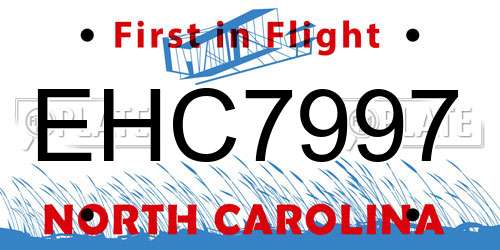 EHC7997 North Carolina License Plate