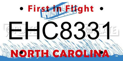 EHC8331 North Carolina License Plate