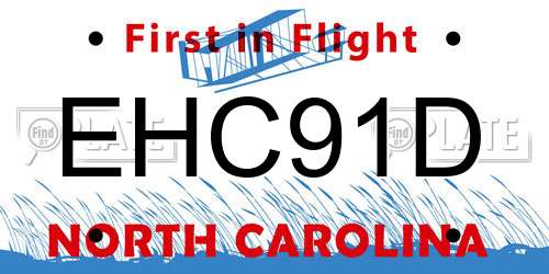 EHC91D North Carolina License Plate