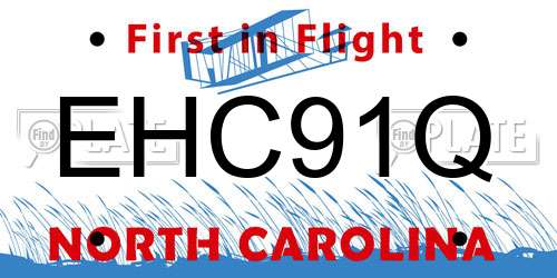 EHC91Q North Carolina License Plate
