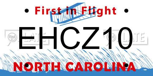 EHCZ10 North Carolina License Plate