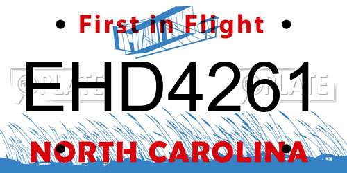 EHD4261 North Carolina License Plate