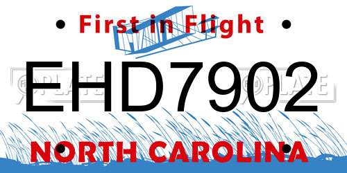 EHD7902 North Carolina License Plate