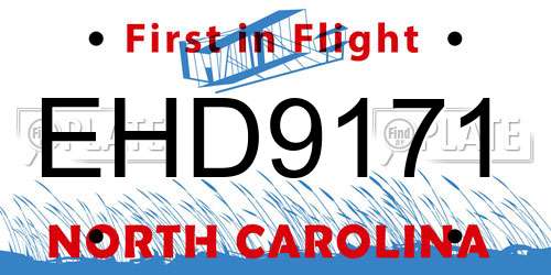 EHD9171 North Carolina License Plate