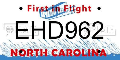 EHD962 North Carolina License Plate