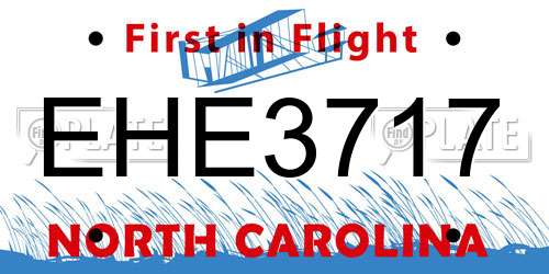 EHE3717 North Carolina License Plate
